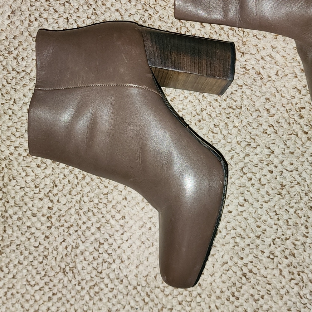 Prada Euc Brown Hidden Platform Leather Ankle Boo… - image 8
